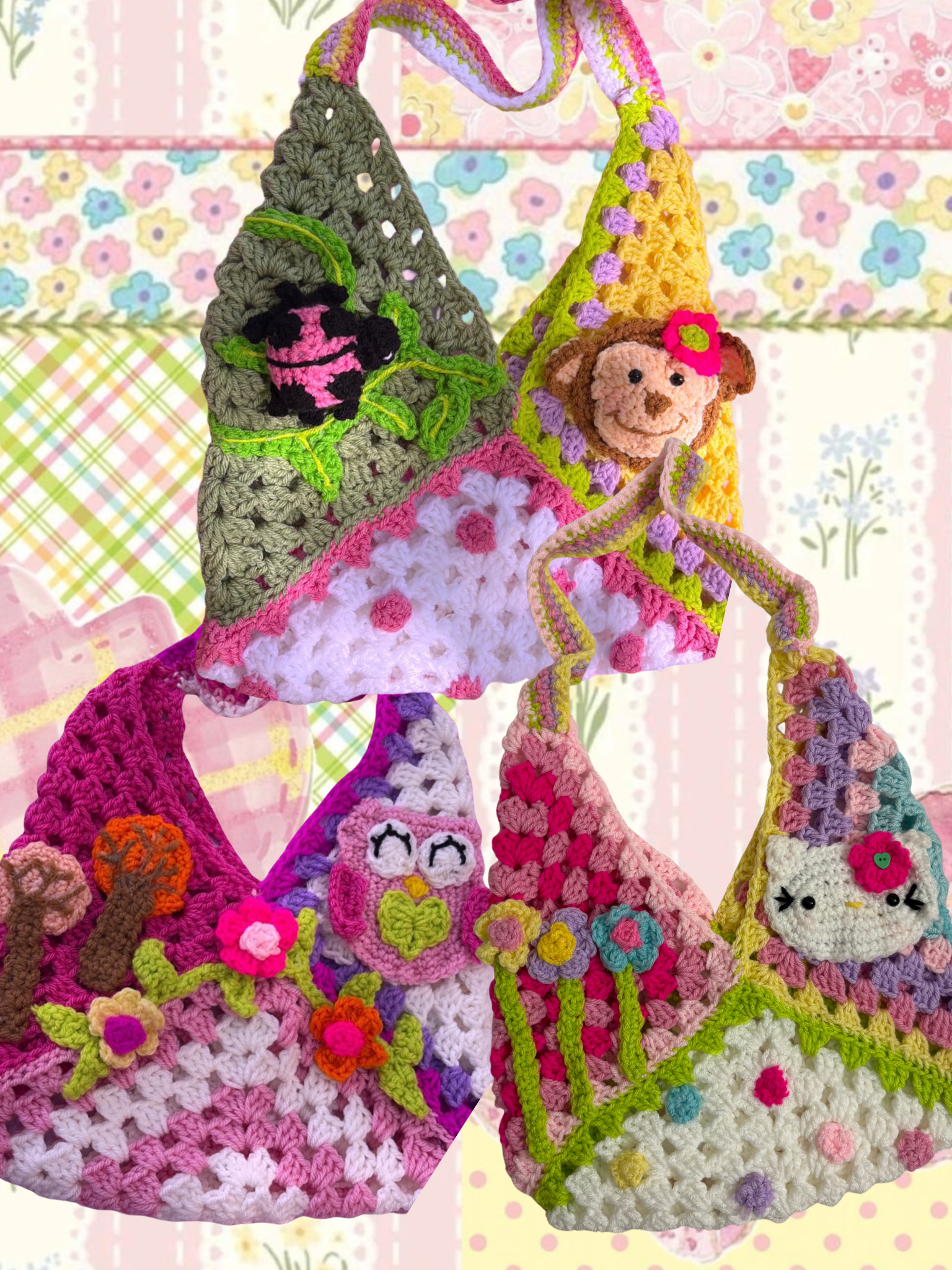 Granny square tote bags