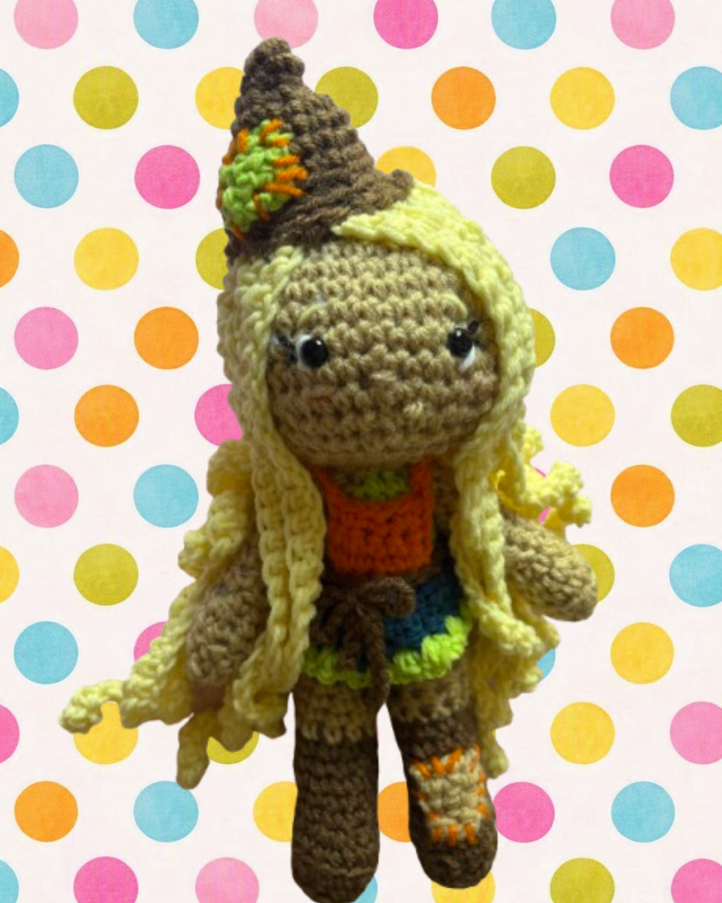Scarecrow costume crochet doll