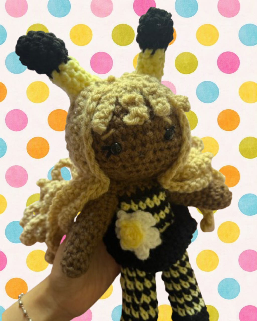 Bumblebee costume crochet doll