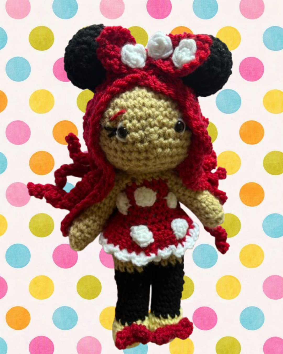 Minnie Mouse costume crochet doll