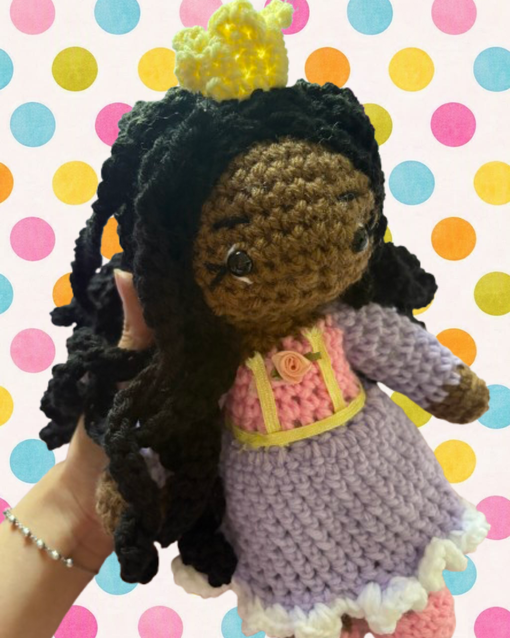 Rapunzel costume crochet doll