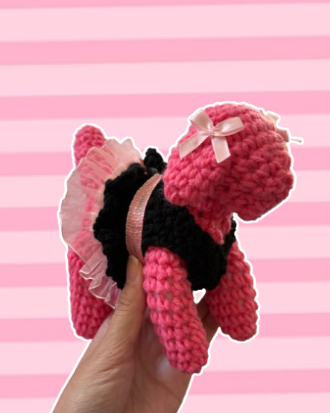 Pink puppy with black tutu dress