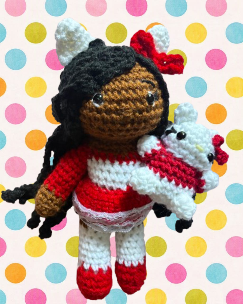 Red hello kitty costume crochet doll