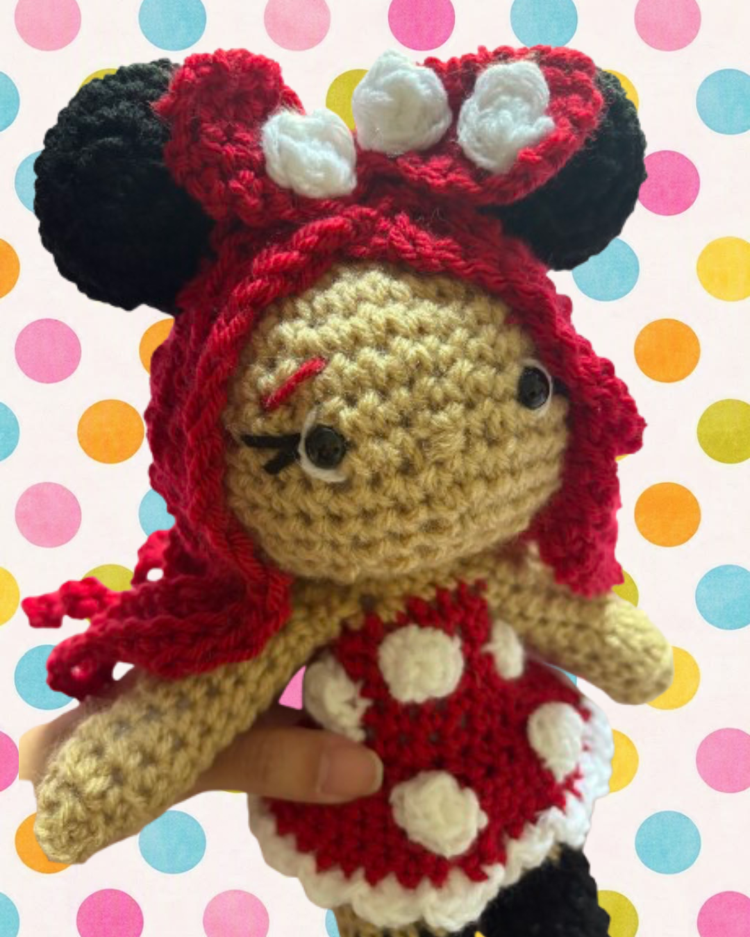 Minnie Mouse costume crochet doll