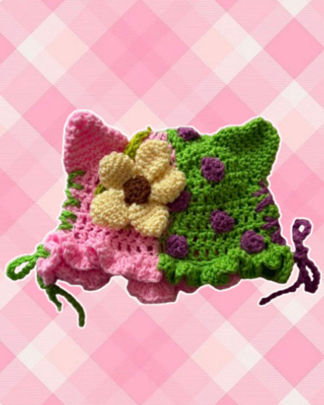 Sunflower patchwork cat ear hat