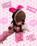 Pink runway model crochet doll