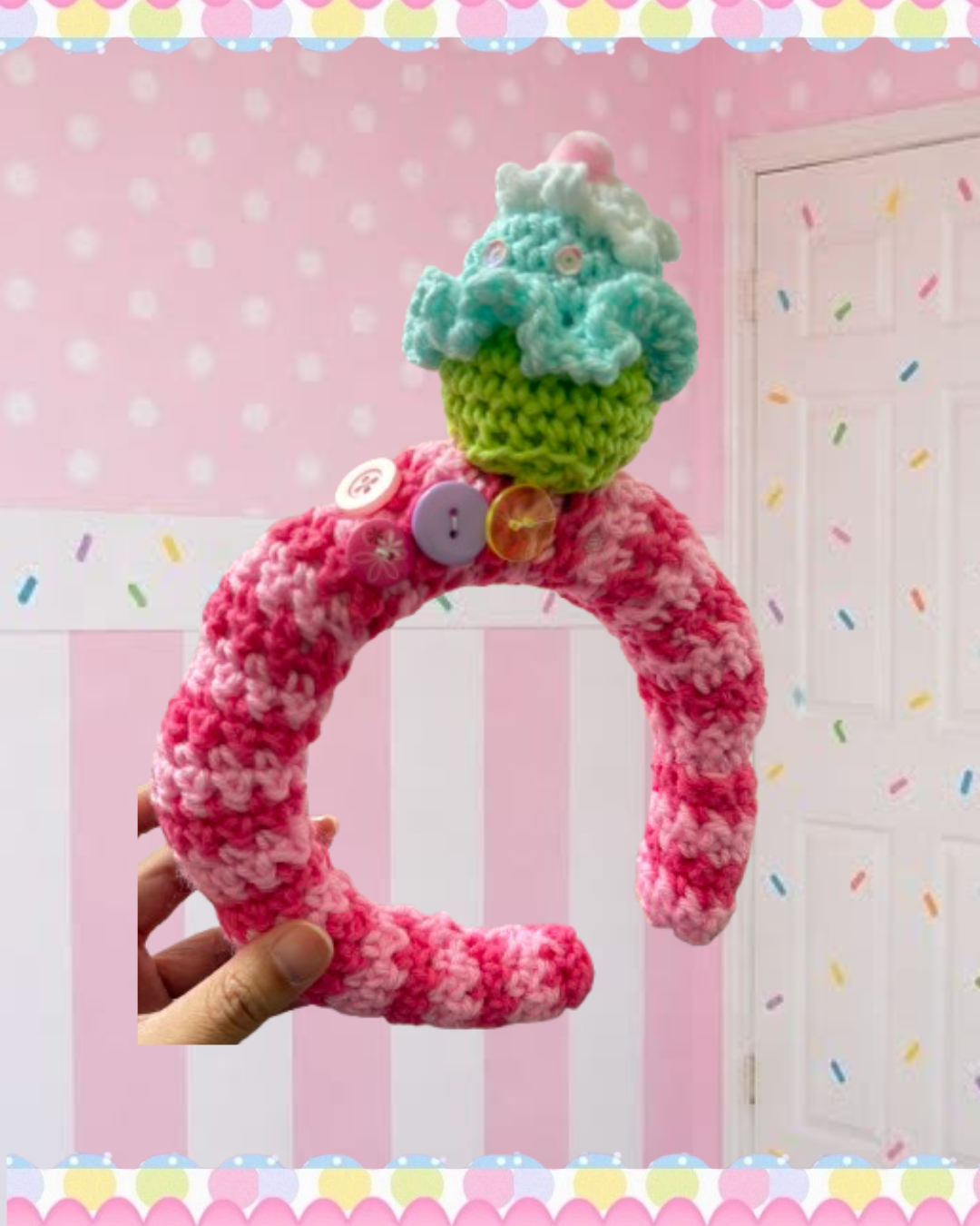 Sweet cupcake crochet headband