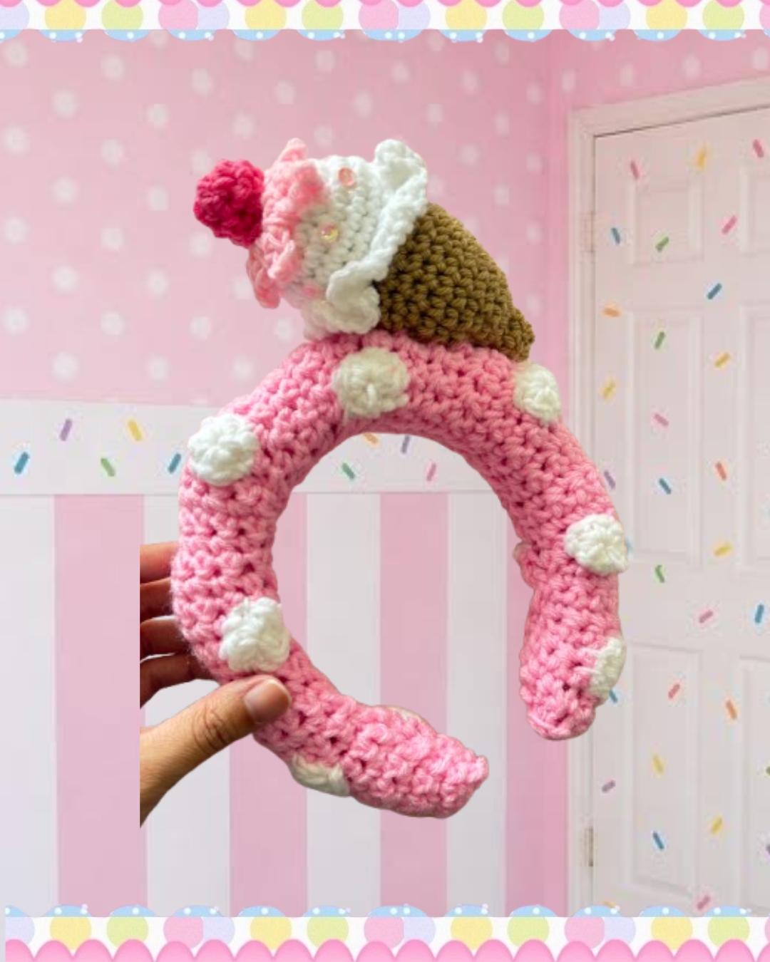 Vanilla dream cone crochet headband