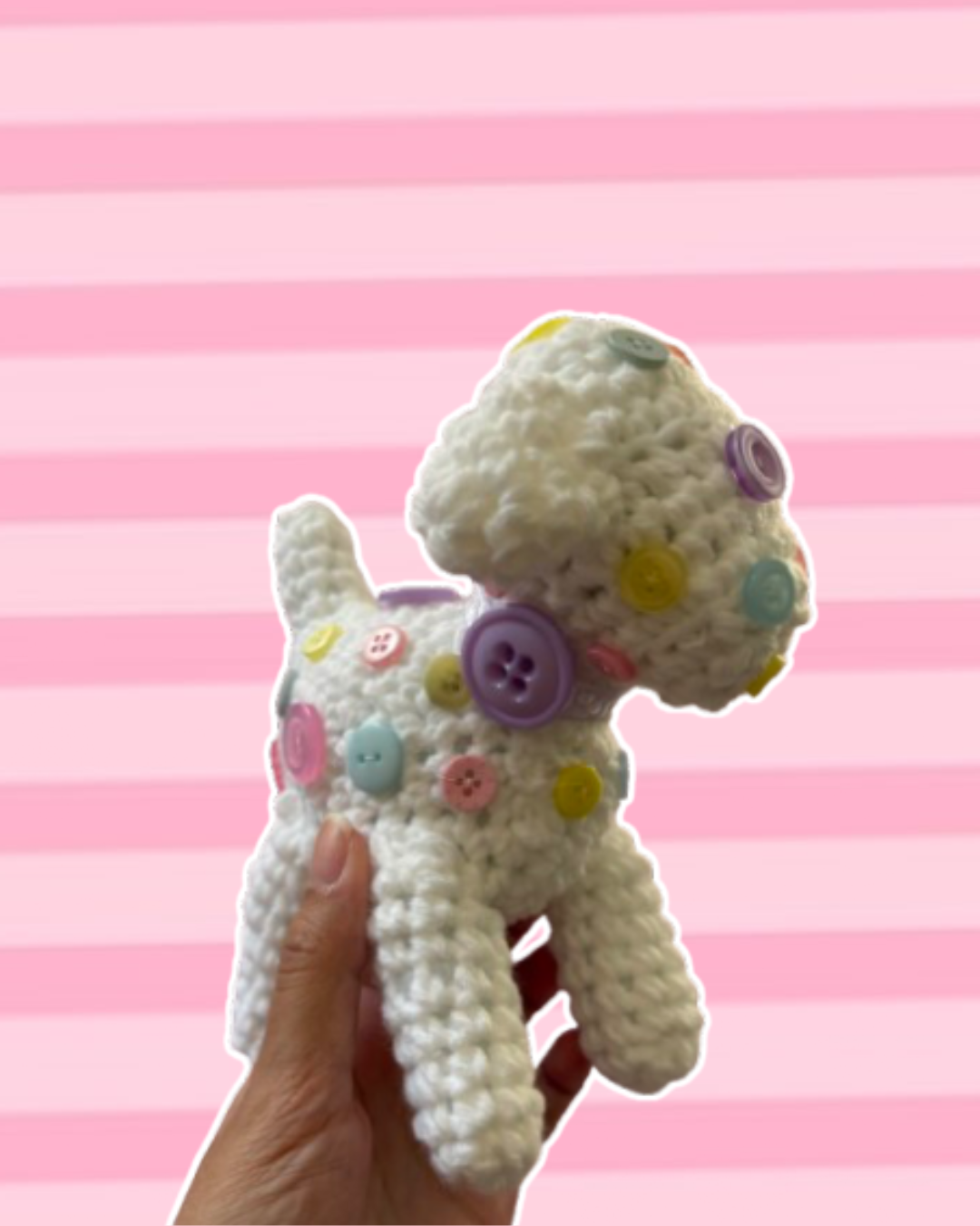 White and pastel buttons puppy