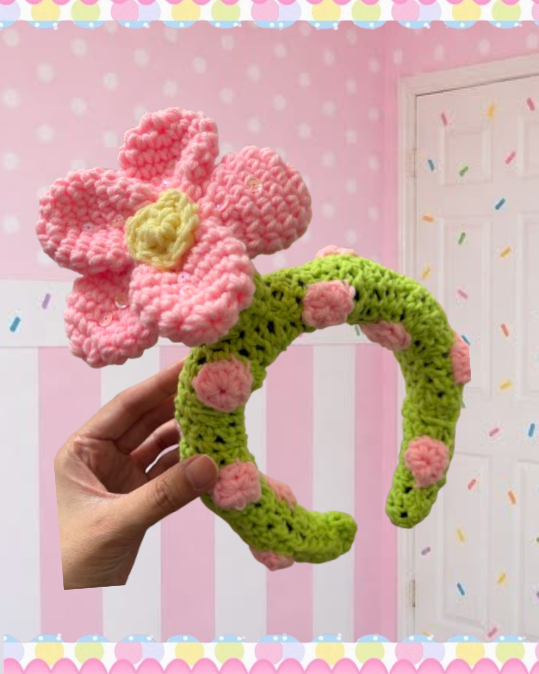 Bloomed flower crochet headband