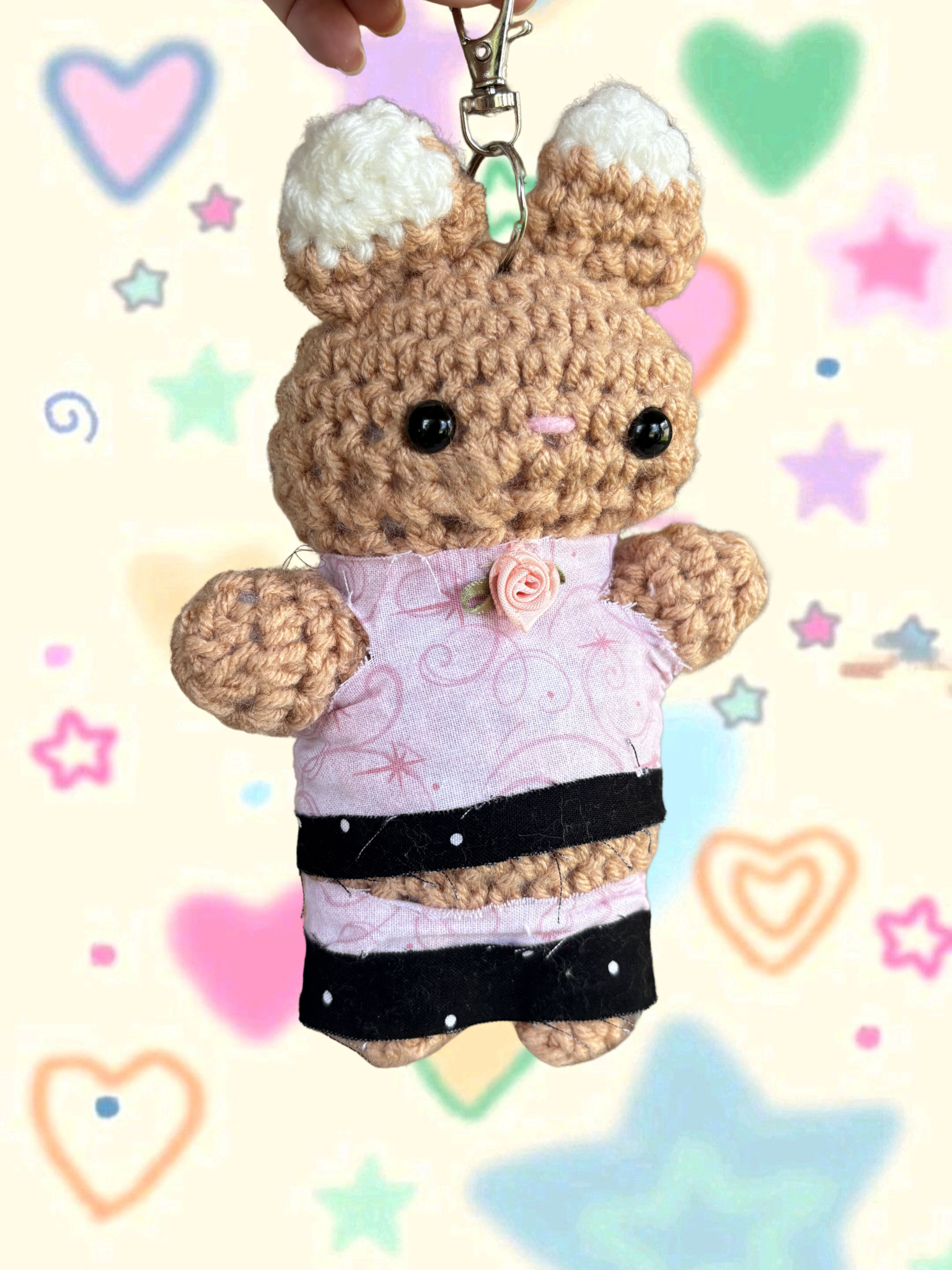 Polka dot foldover short calico baby bag charm