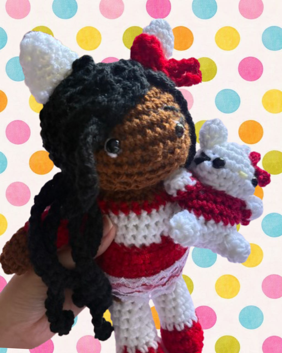 Red hello kitty costume crochet doll