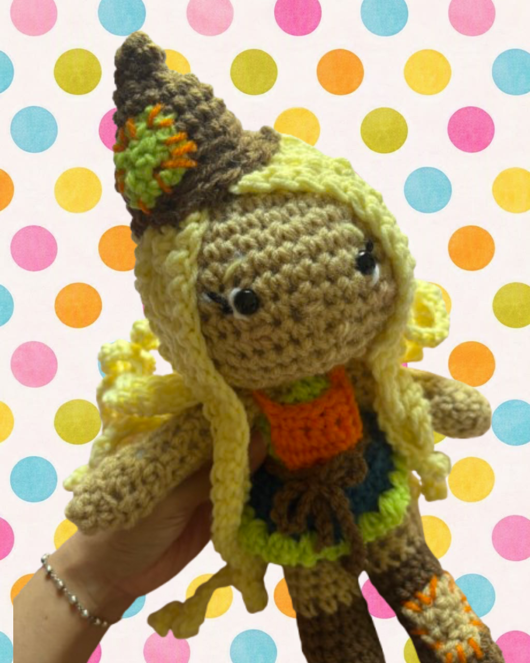 Scarecrow costume crochet doll