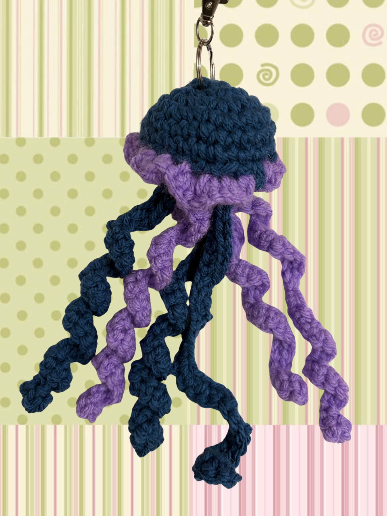 Purple & navy jellyfish keychain