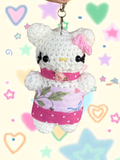Pink patchwork kitty bag charm style 2