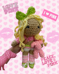 Pink and green runway crochet doll