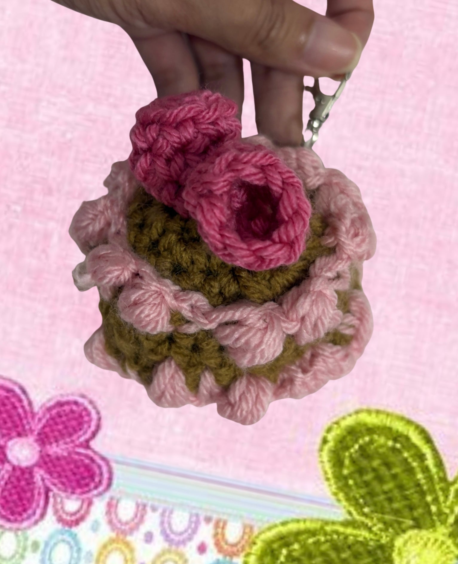 Chocolate raspberry cake bag charm