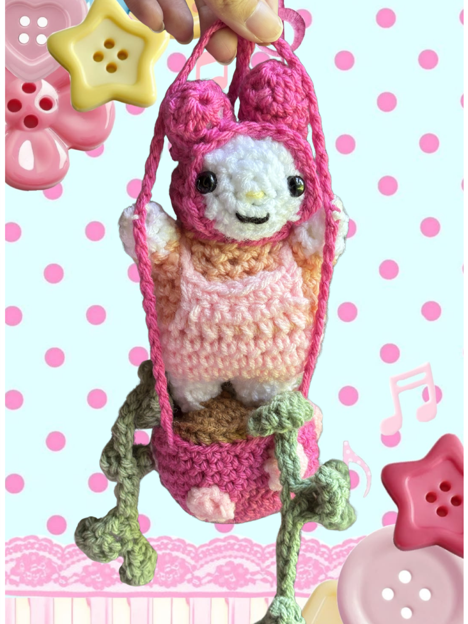 Pink polkadot pot my melody car hanger