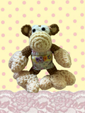 Plaid & green floral patchwork bobby jack monkey plush