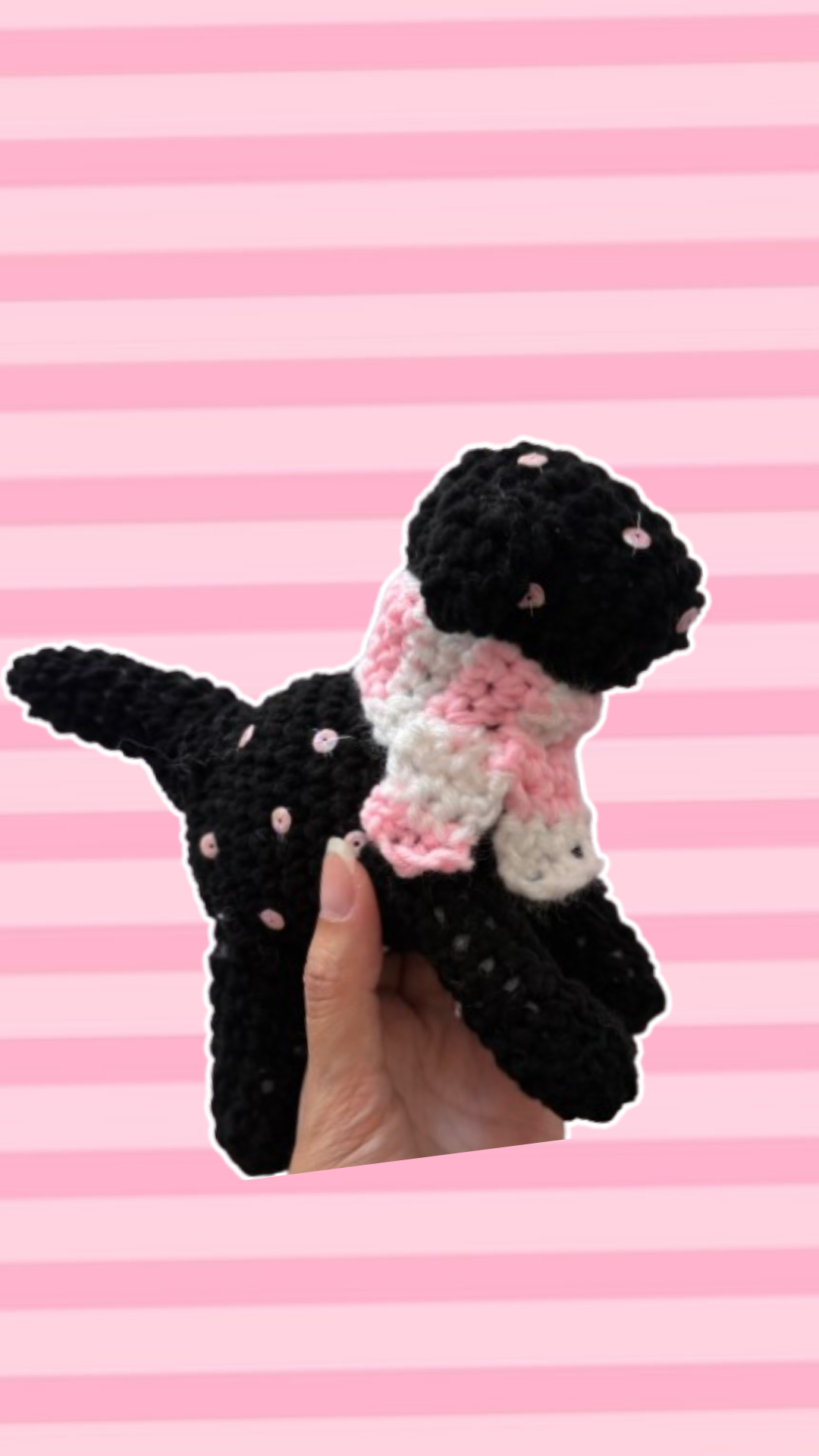 Black and Pink Polkadot Scarf Puppy