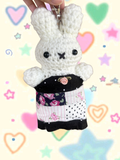 Dark patchwork miffy bag charm