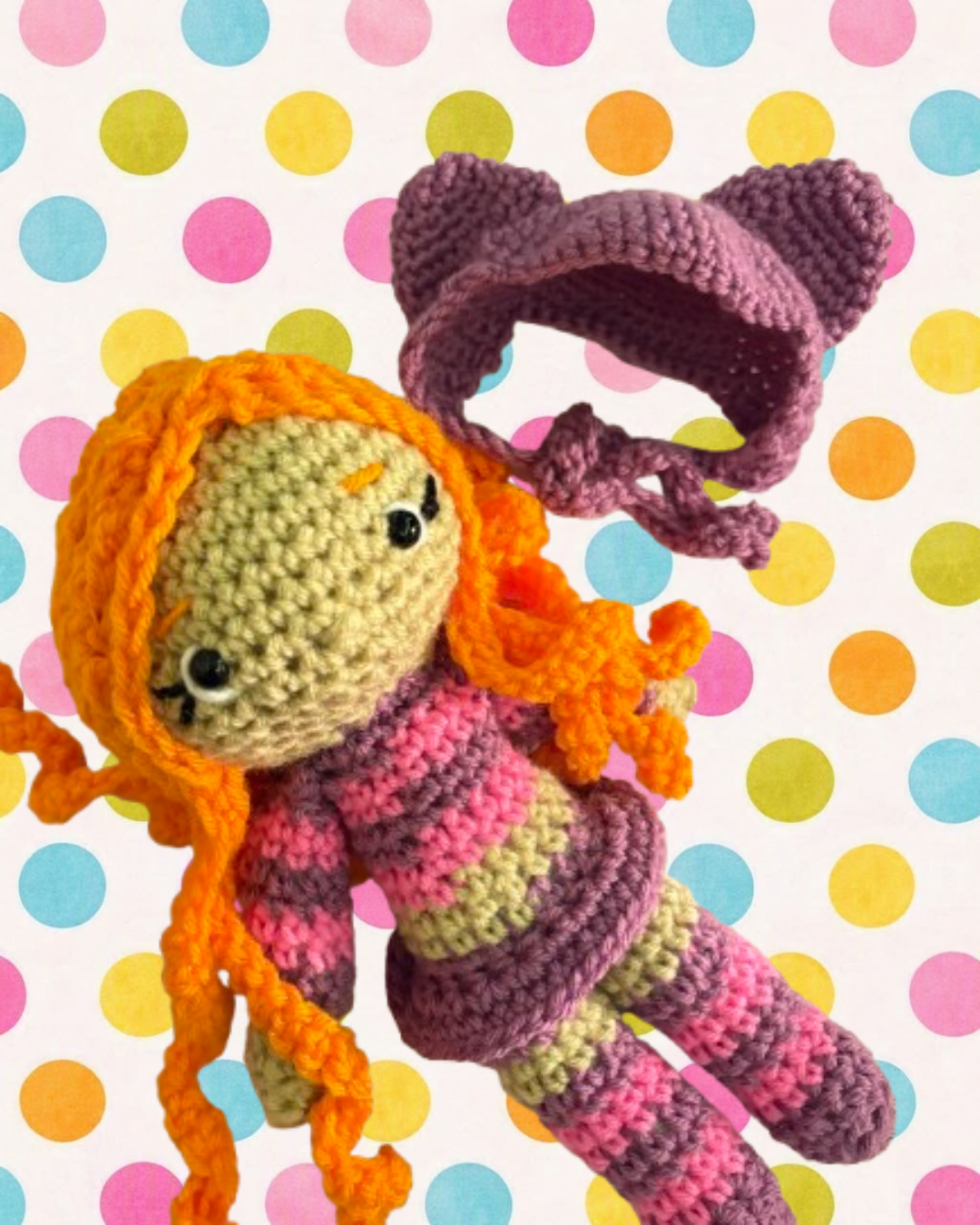 Cheshire cat costume crochet doll