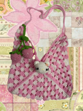 Berry Kitty granny square bag
