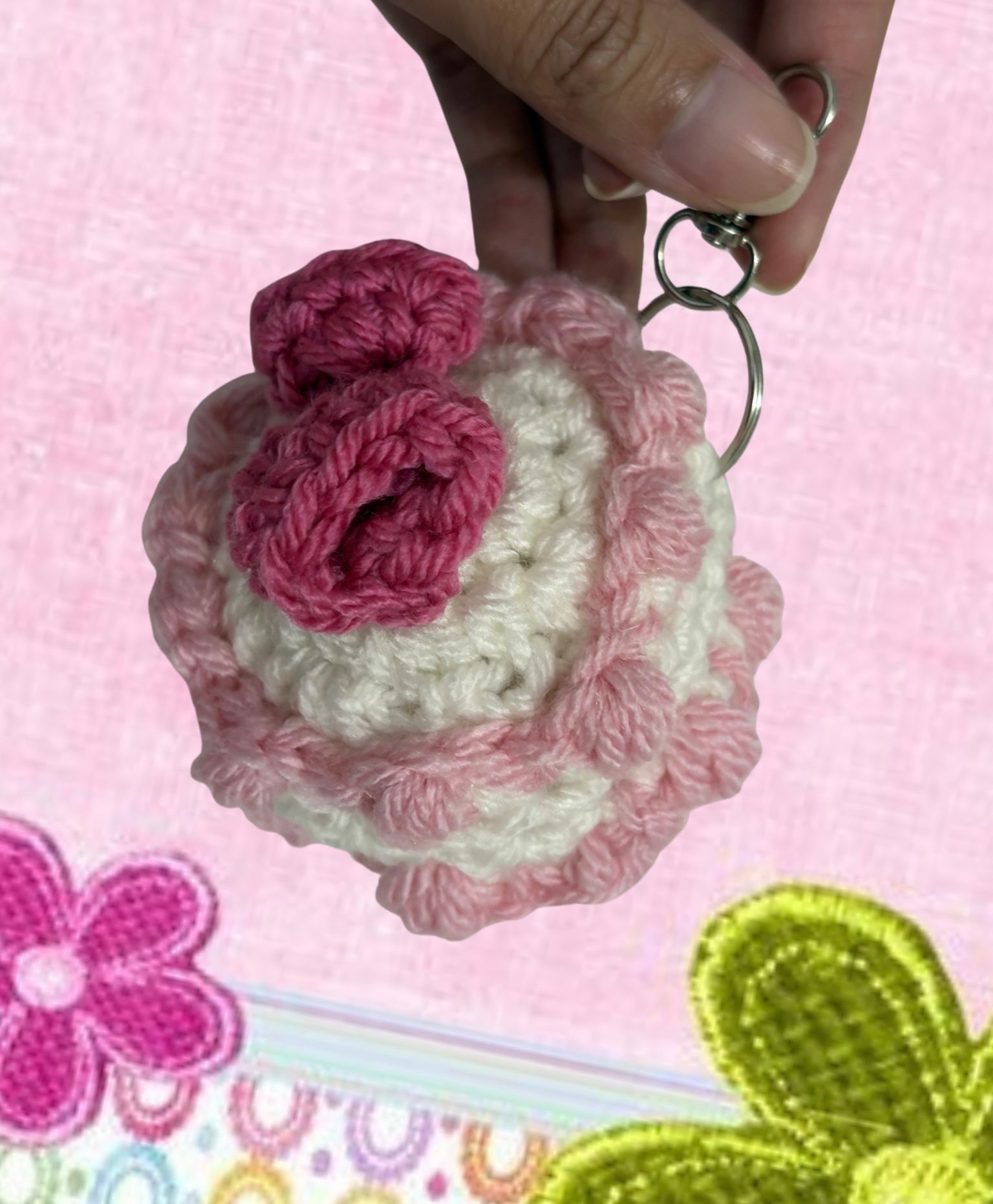 Pink velvet cake bag charm