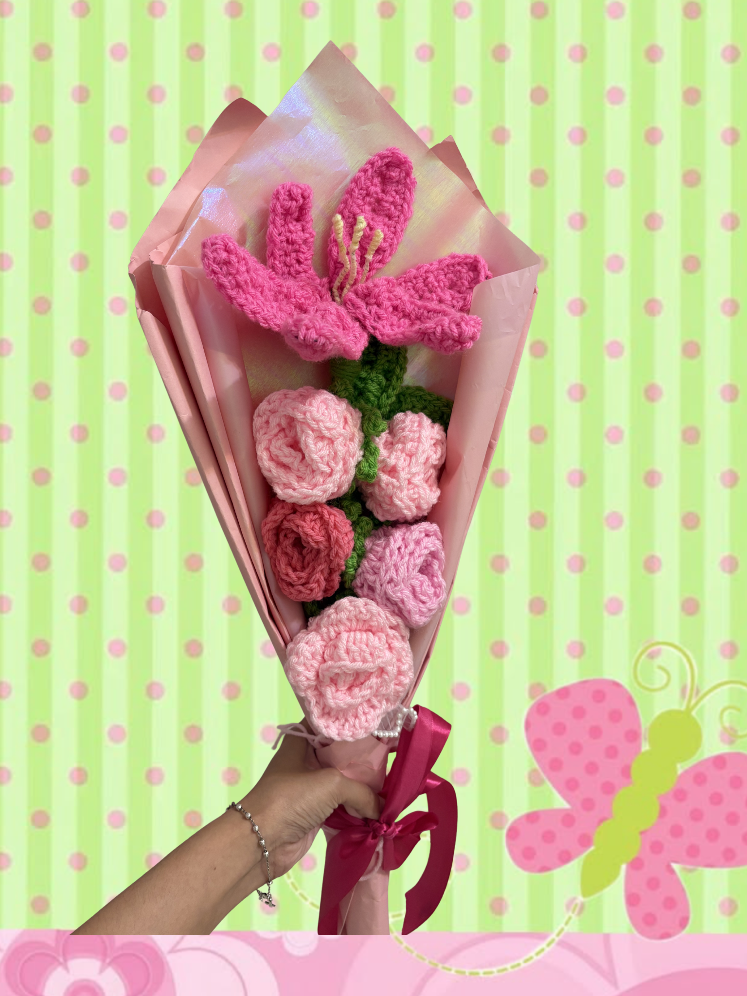 Classic Pink Lily & Rose Mix Flower Bouquet