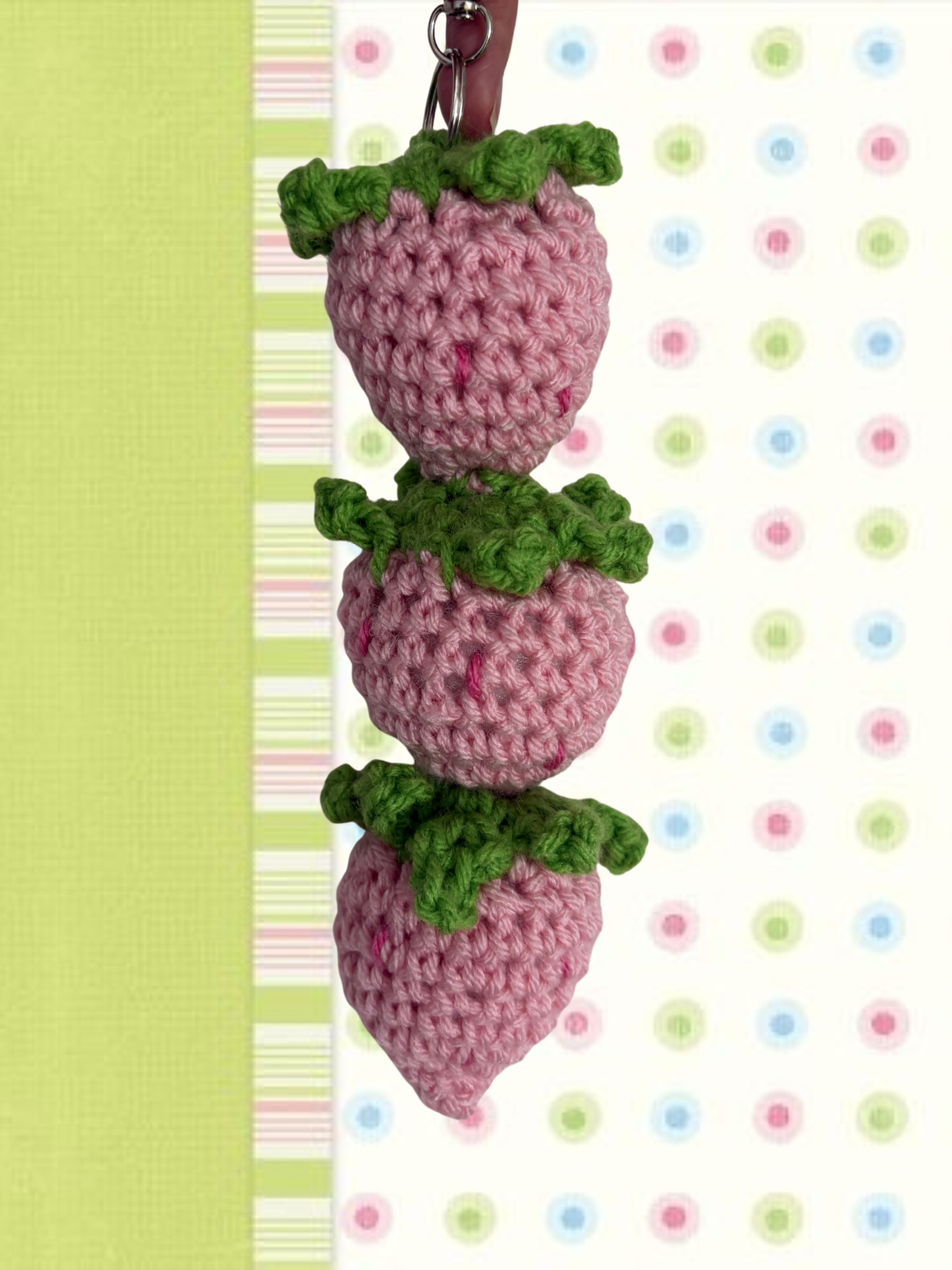 Light pink strawberry stack bag charm
