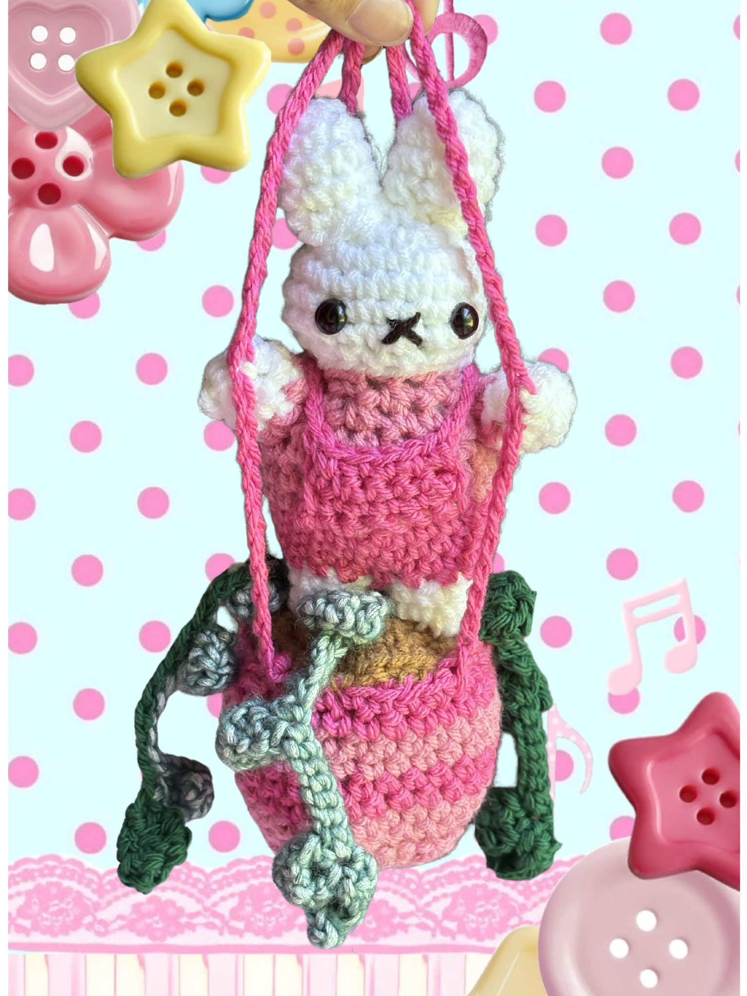 Pink stripe pot miffy car hanger