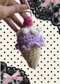Ube flavor ice cream cone keychain