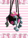 Dark pink & black daisy pot car hanger