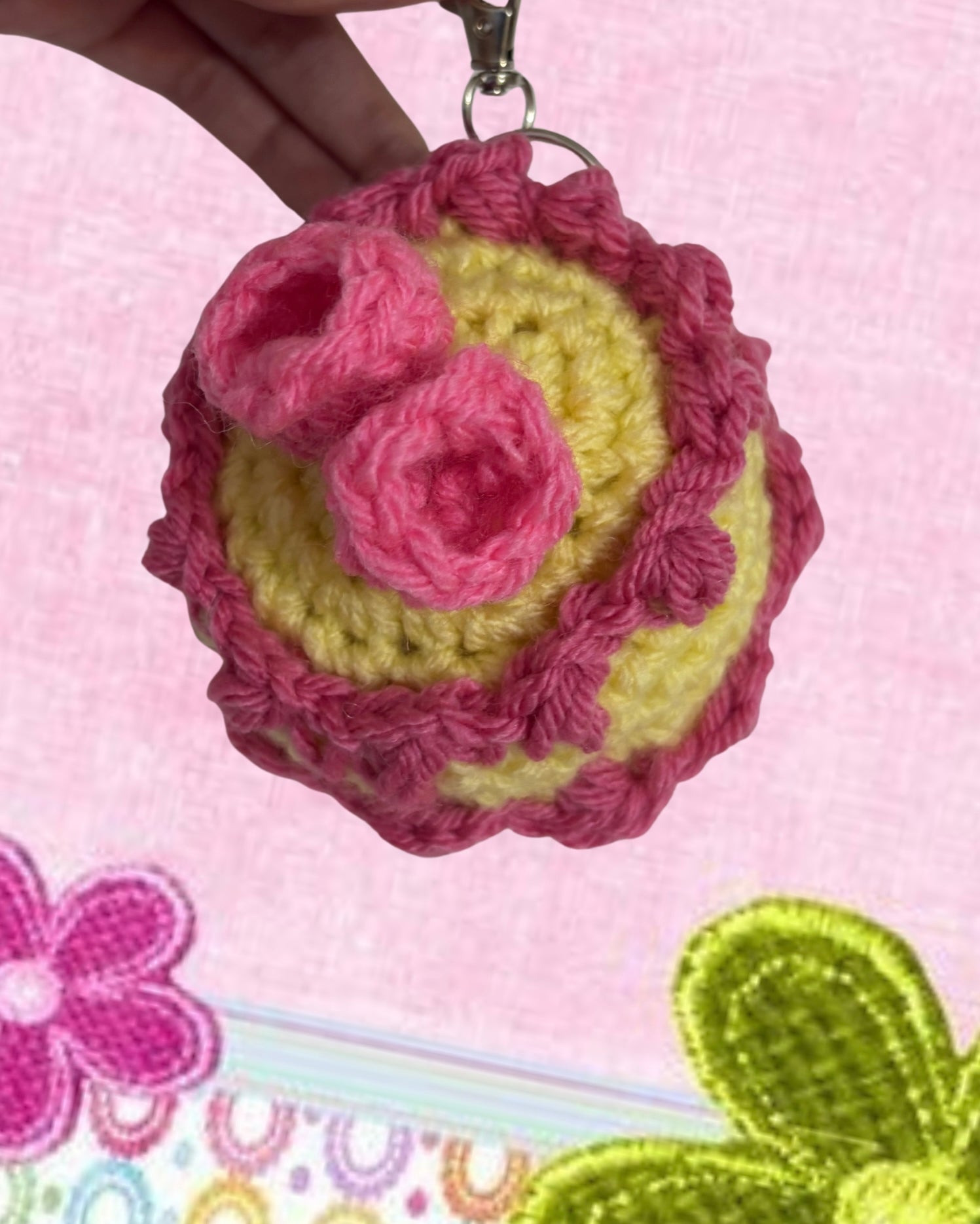 Raspberry lemon cake bag charm