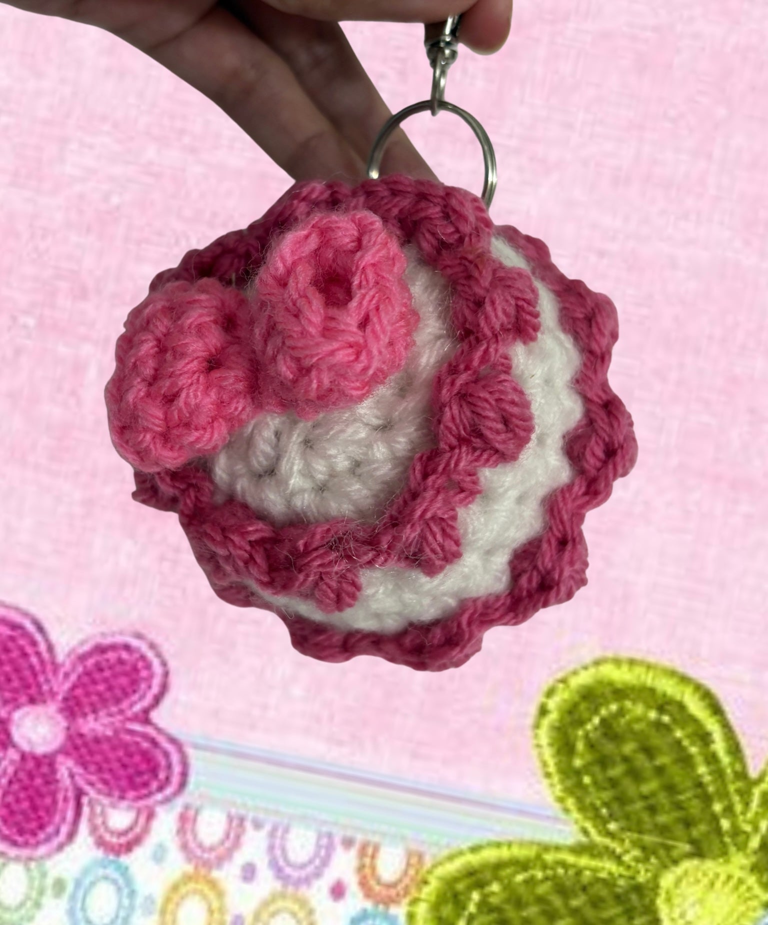 Raspberry vanilla cake bag charm
