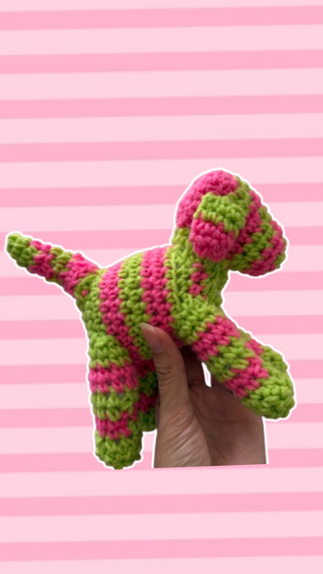 Green and Pink Stripe Puppy