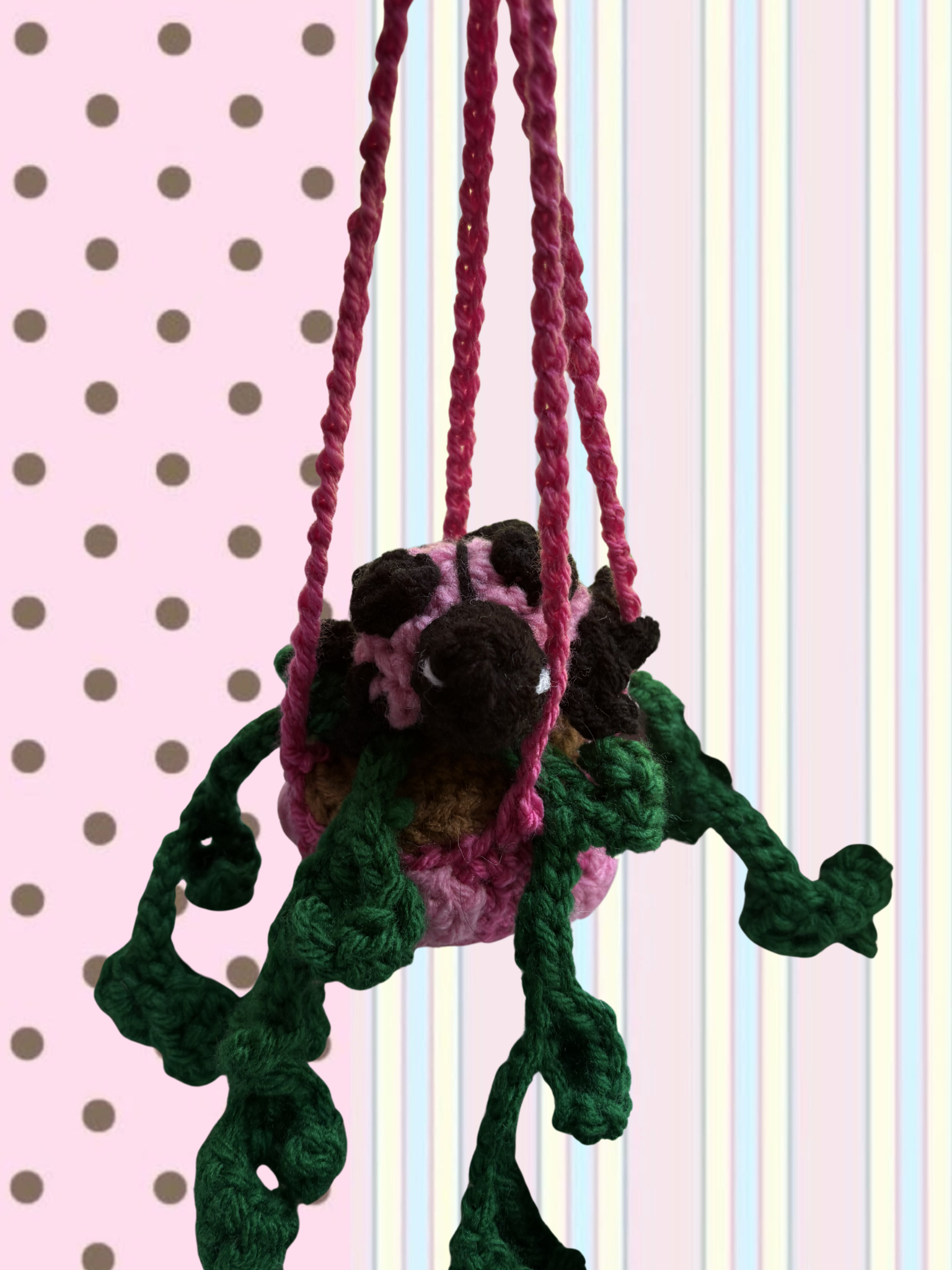 Pink pot sleepy lady bug car hanger