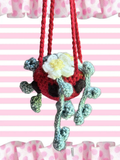 Red & black daisy pot car hanger