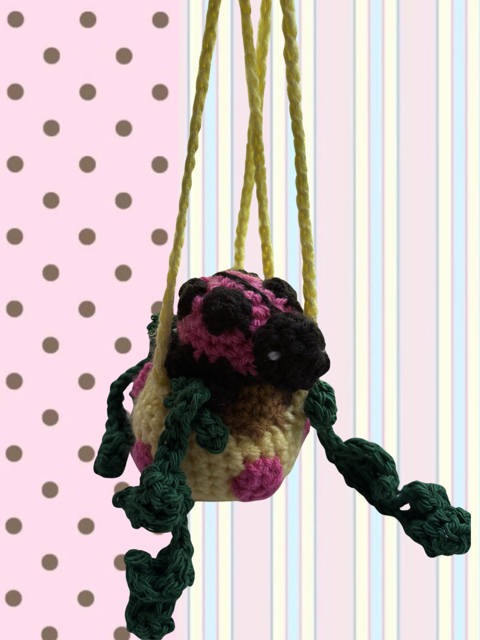 Yellow pot sleepy lady bug car hanger
