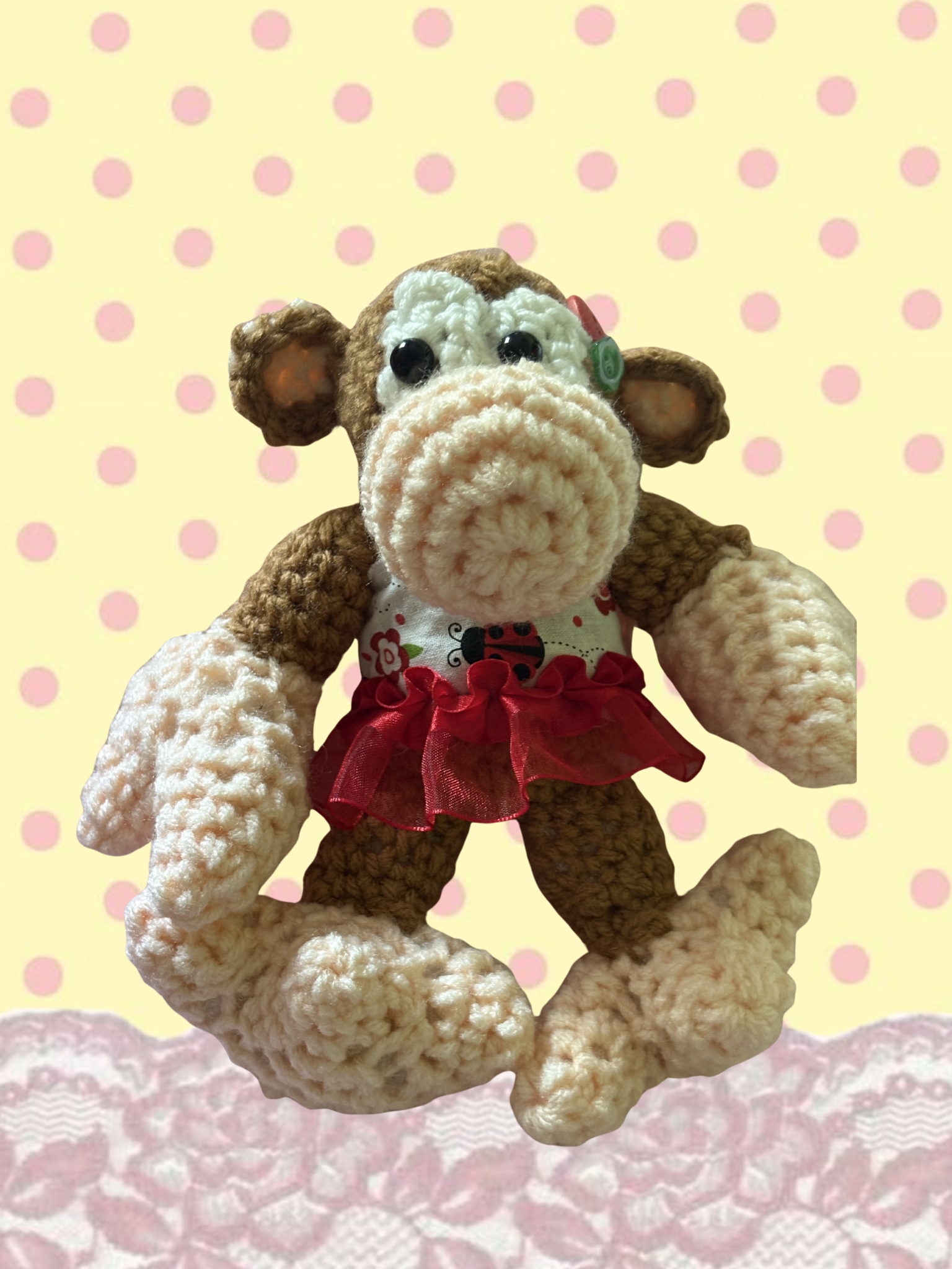 Ladybug print Bobby jack monkey plush