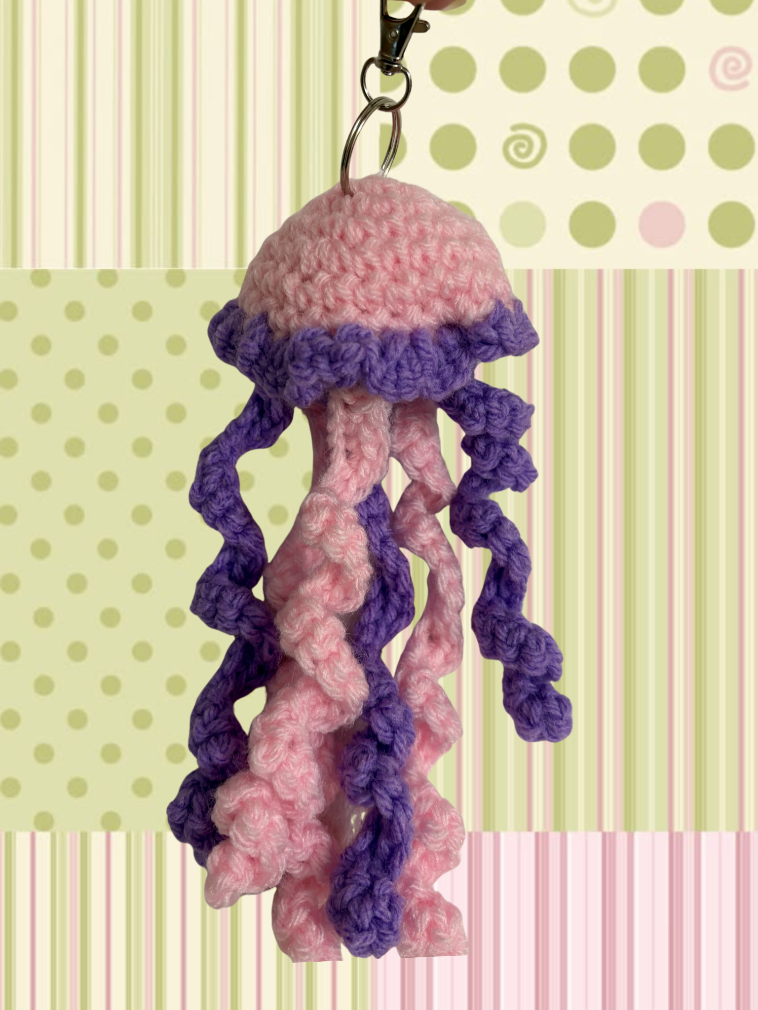 Pink & purple jellyfish keychain