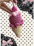 Raspberry flavor ice cream cone keychain
