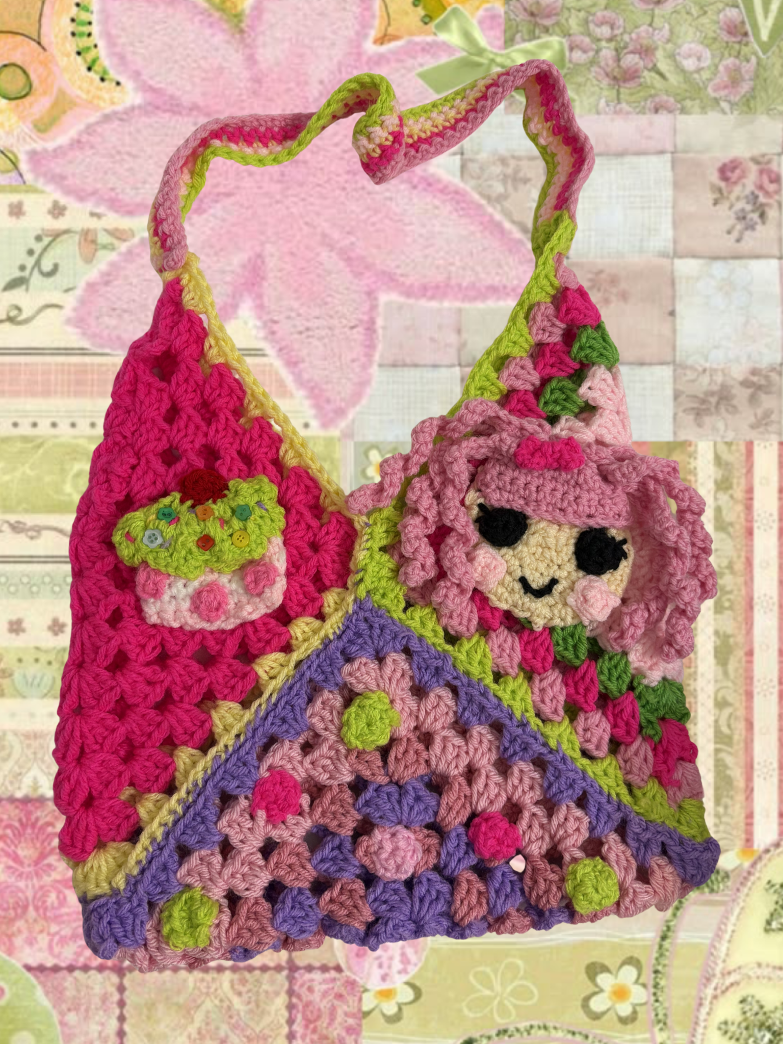 Lalaloopsy granny square bag