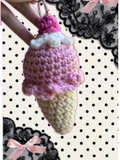 Strawberry flavor ice cream cone keychain