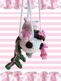 Black & white daisy and rose pot car hanger
