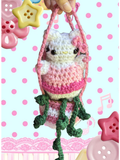 Pink stripe pot kitty car hanger