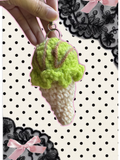 Mint chocolate chip flavor ice cream cone keychain