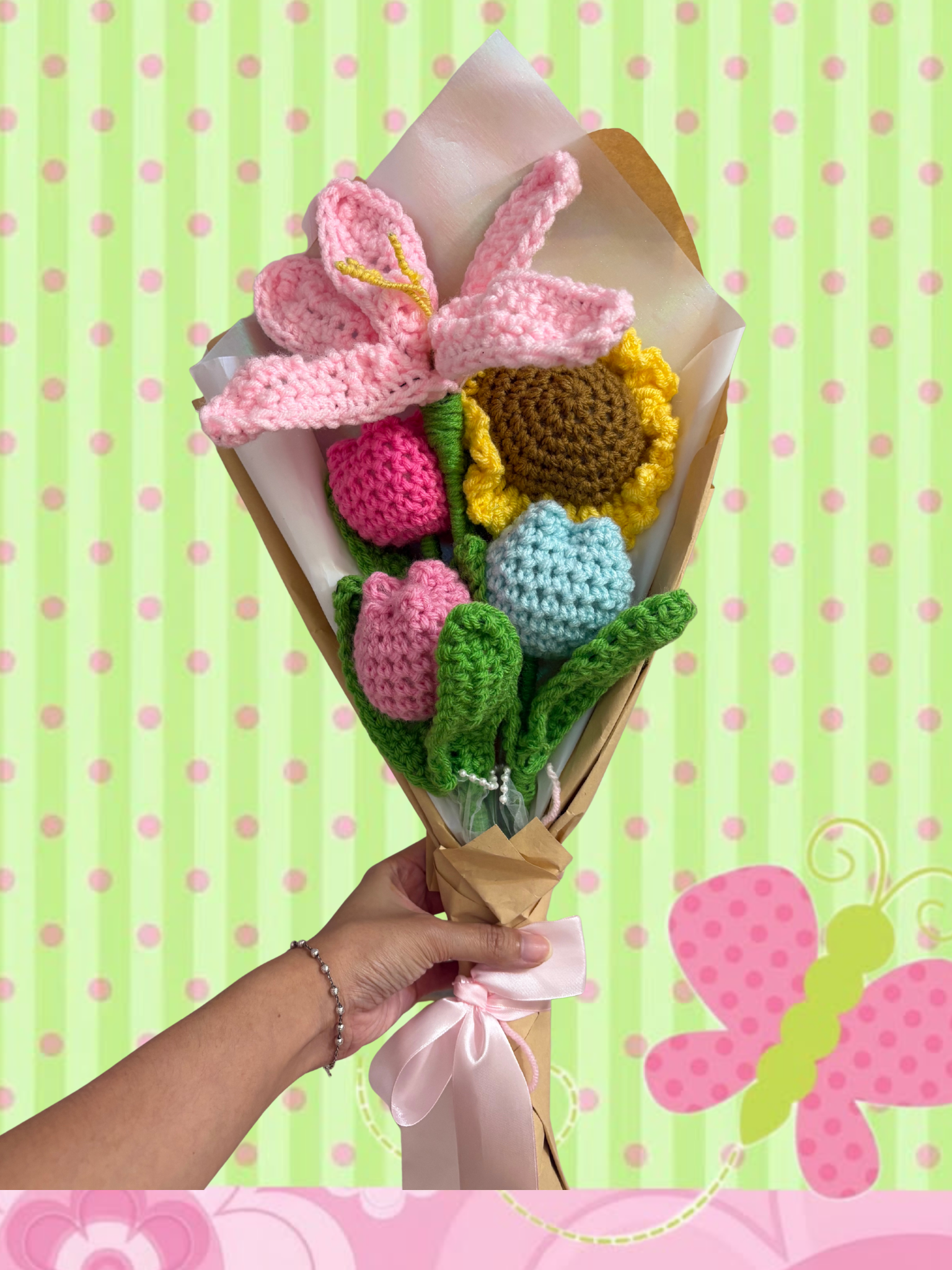Rainbow tulip mix flower bouquet