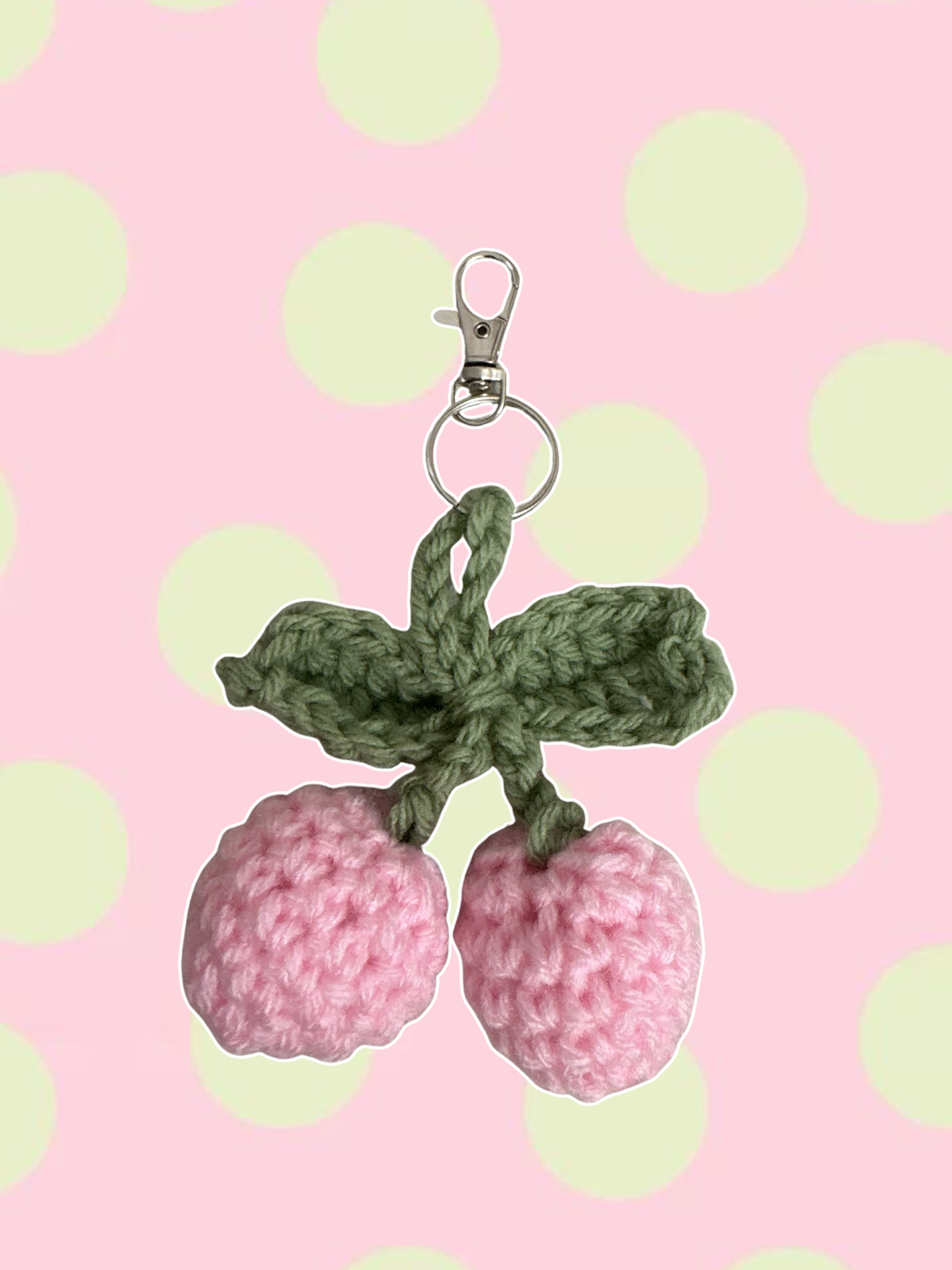 Light pink cherry keychain