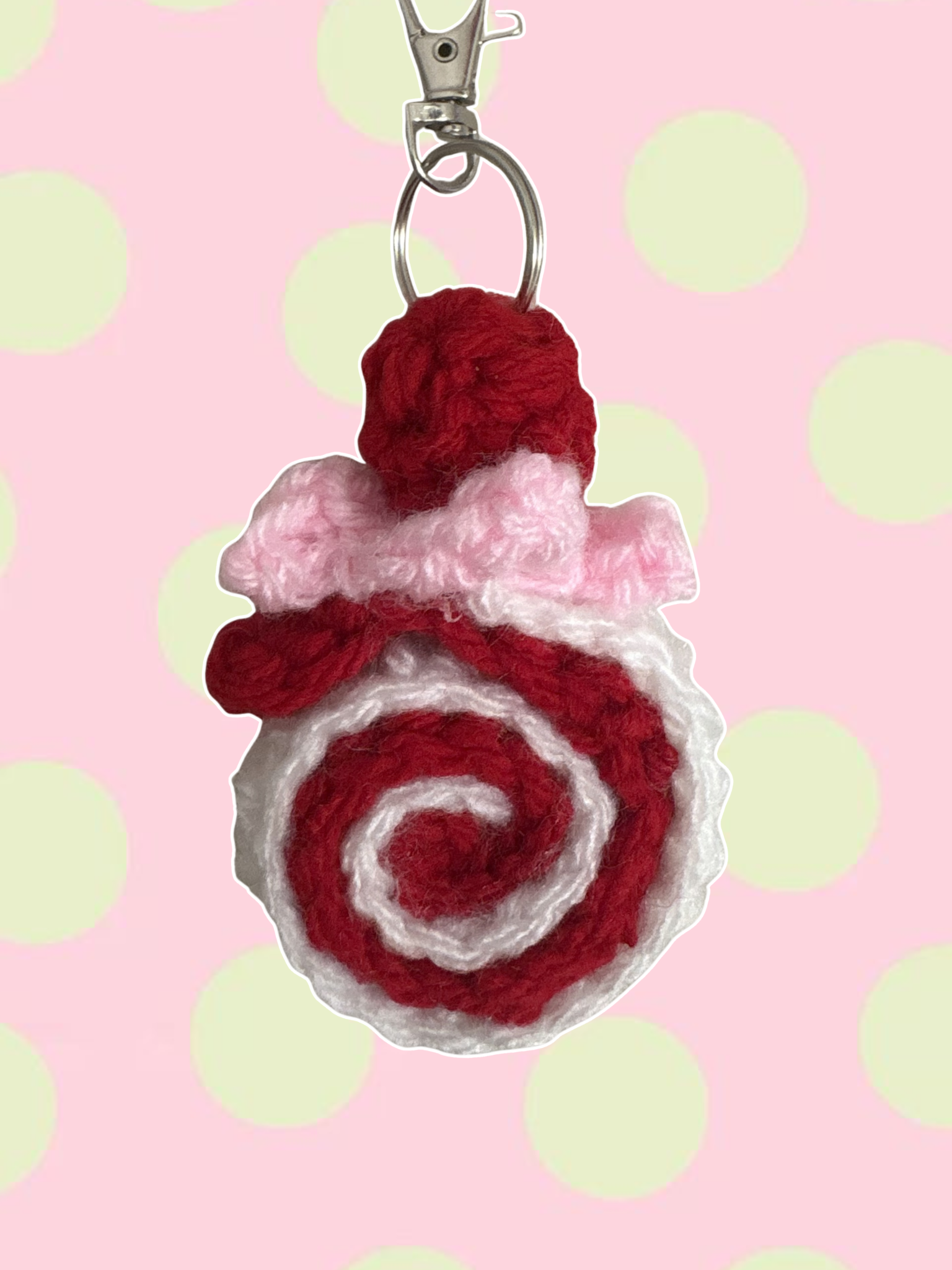 Red Swiss roll cake keychain